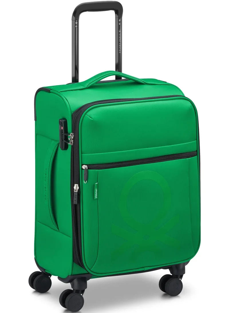 UNITED COLORS OF BENETTON  Color Block 55 Cm 4-Double Wheeled Softside Expandable Cabin Luggage Trolley Case - Green  | Best Price UAE